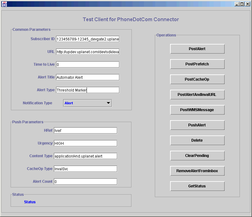 Test Client for PhoneDotCom Connector